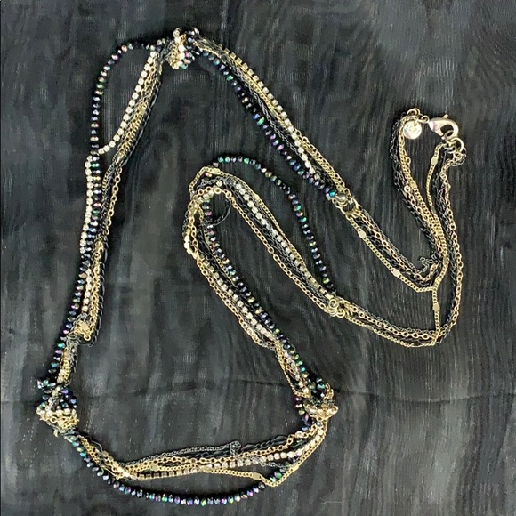 Loft Multi-Strand Necklace Chain Rhinestones - Picture 2 of 7